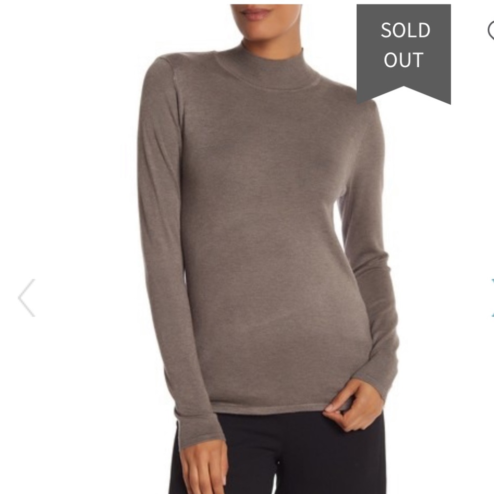 Nordstrom Taupe/Coffee Fine Knit mock neck sweater